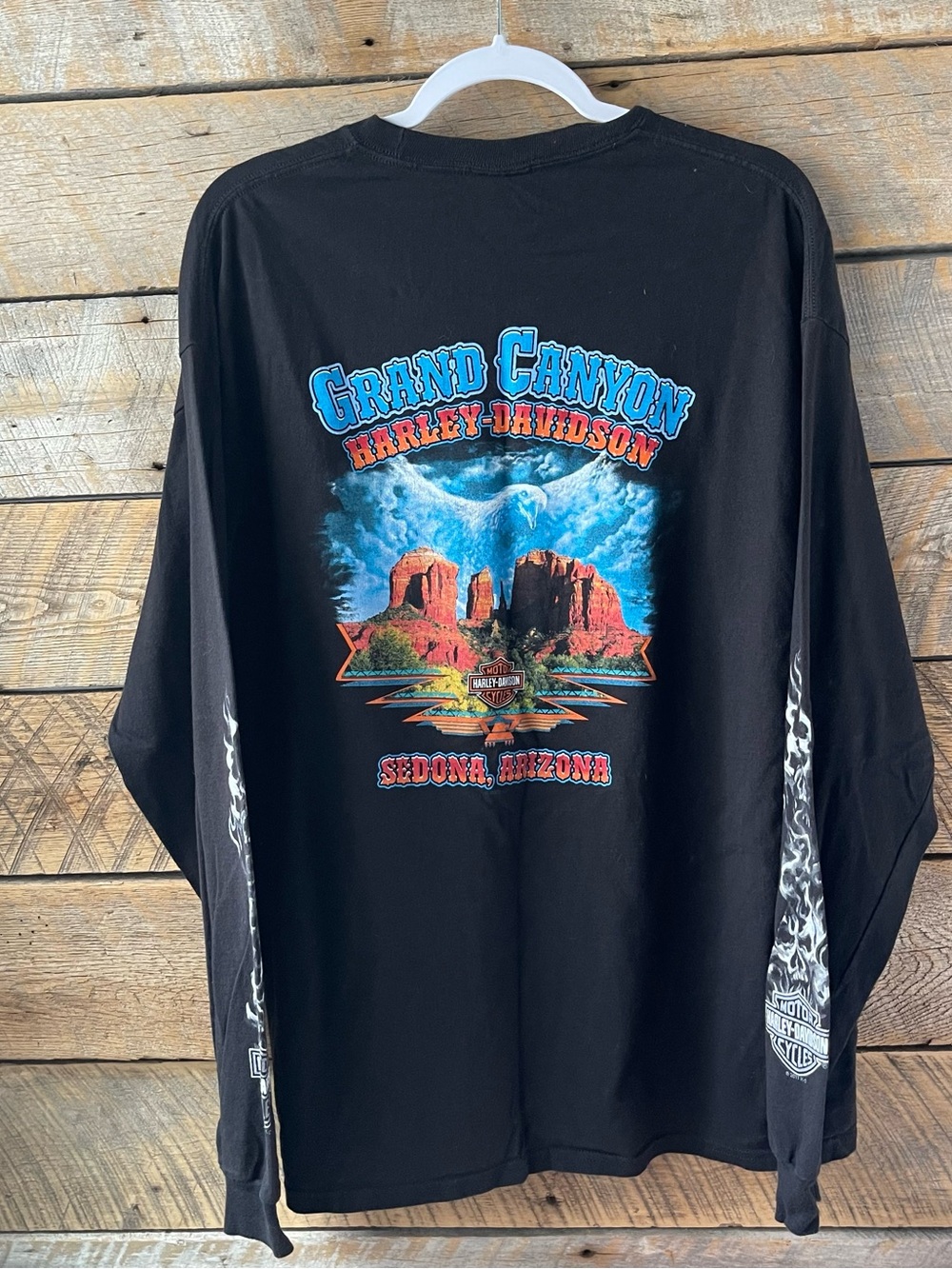 Y2K Harley Davidson Skull Grand Canyon Sedona Arizona Long Sleeve T-Shirt Sz XL